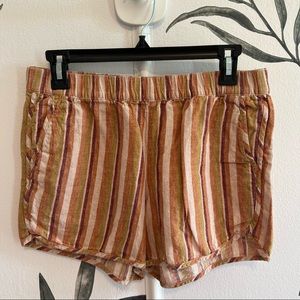 Madewell Linen-Cotton Pull-On Shorts in Rainbow Stripe